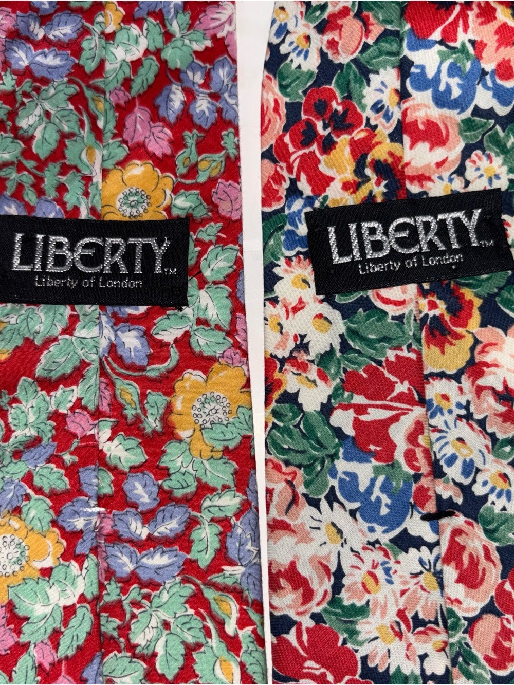 Two Liberty of London Floral Ties Cotton Made USA Vintage Necktie - Picture 4 of 8